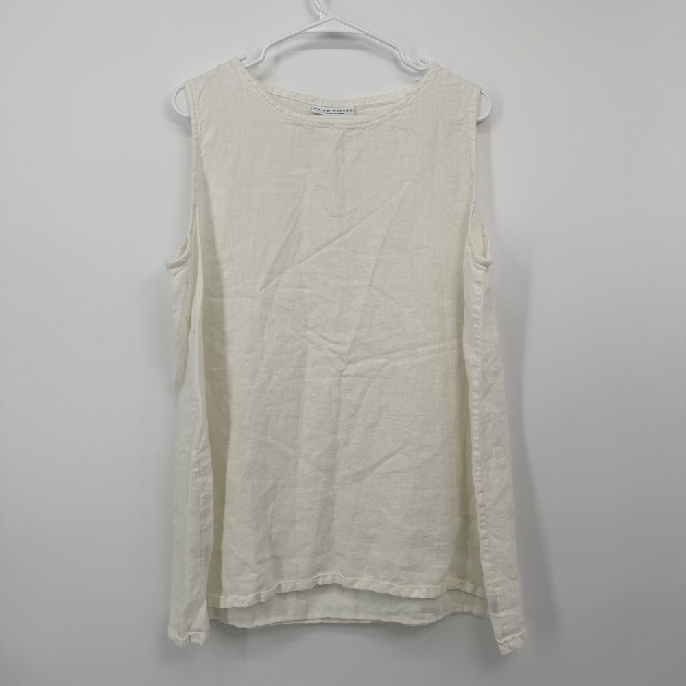 Bryn Walker Ivory 100% Linen Sleeveless Top‎ Size Medium/Large *see Measurements